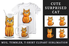 Watercolor cute surprised cat shocked kitty kitten animal funny pet print 20 oz tumbler skinny mug wrap clipart t-shirt sublimation printable design