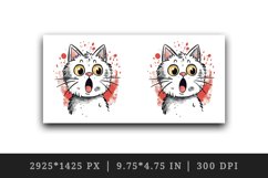 Watercolor cute surprised cat shocked kitty kitten animal funny pet print 20 oz tumbler skinny mug wrap clipart t-shirt sublimation printable design