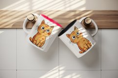 Watercolor cute surprised cat shocked kitty kitten animal funny pet print 20 oz tumbler skinny mug wrap clipart t-shirt sublimation printable design