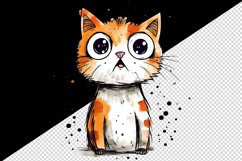 Watercolor cute surprised cat shocked kitty kitten animal funny pet print 20 oz tumbler skinny mug wrap clipart t-shirt sublimation printable design
