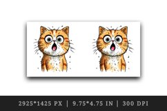 Watercolor cute surprised cat shocked kitty kitten animal funny pet print 20 oz tumbler skinny mug wrap clipart t-shirt sublimation printable design