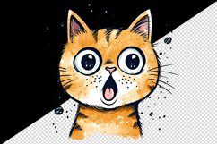 Watercolor cute surprised cat shocked kitty kitten animal funny pet print 20 oz tumbler skinny mug wrap clipart t-shirt sublimation printable design
