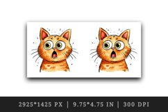 Watercolor cute surprised cat shocked kitty kitten animal funny pet print 20 oz tumbler skinny mug wrap clipart t-shirt sublimation printable design