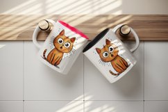 Watercolor cute surprised cat shocked kitty kitten animal funny pet print 20 oz tumbler skinny mug wrap clipart t-shirt sublimation printable design