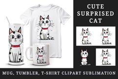 Watercolor cute surprised cat shocked kitty kitten animal funny pet print 20 oz tumbler skinny mug wrap clipart t-shirt sublimation printable design