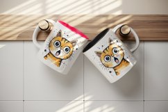 Watercolor cute surprised cat shocked kitty kitten animal funny pet print 20 oz tumbler skinny mug wrap clipart t-shirt sublimation printable design