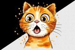 Watercolor cute surprised cat shocked kitty kitten animal funny pet print 20 oz tumbler skinny mug wrap clipart t-shirt sublimation printable design