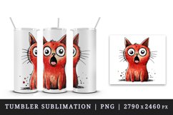 Watercolor cute surprised cat shocked kitty kitten animal funny pet print 20 oz tumbler skinny mug wrap clipart t-shirt sublimation printable design