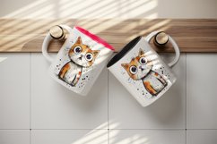 Watercolor cute surprised cat shocked kitty kitten animal funny pet print 20 oz tumbler skinny mug wrap clipart t-shirt sublimation printable design