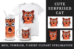 Watercolor cute surprised cat shocked kitty kitten animal funny pet print 20 oz tumbler skinny mug wrap clipart t-shirt sublimation printable design
