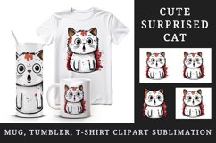 Watercolor cute surprised cat shocked kitty kitten animal funny pet print 20 oz tumbler skinny mug wrap clipart t-shirt sublimation printable design