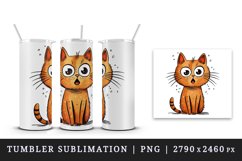 Watercolor cute surprised cat shocked kitty kitten animal funny pet print 20 oz tumbler skinny mug wrap clipart t-shirt sublimation printable design