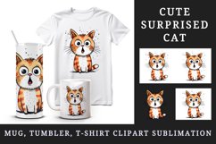 Watercolor cute surprised cat shocked kitty kitten animal funny pet print 20 oz tumbler skinny mug wrap clipart t-shirt sublimation printable design