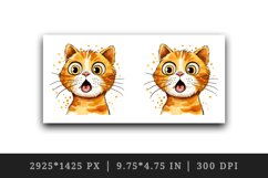 Watercolor cute surprised cat shocked kitty kitten animal funny pet print 20 oz tumbler skinny mug wrap clipart t-shirt sublimation printable design