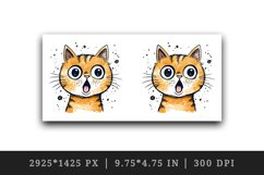 Watercolor cute surprised cat shocked kitty kitten animal funny pet print 20 oz tumbler skinny mug wrap clipart t-shirt sublimation printable design