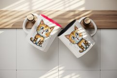 Watercolor cute surprised cat shocked kitty kitten animal funny pet print 20 oz tumbler skinny mug wrap clipart t-shirt sublimation printable design