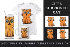 Watercolor cute surprised cat shocked kitty kitten animal funny pet print 20 oz tumbler skinny mug wrap clipart t-shirt sublimation printable design