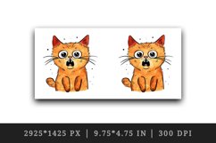 Watercolor cute surprised cat shocked kitty kitten animal funny pet print 20 oz tumbler skinny mug wrap clipart t-shirt sublimation printable design