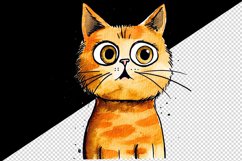 Watercolor cute surprised cat shocked kitty kitten animal funny pet print 20 oz tumbler skinny mug wrap clipart t-shirt sublimation printable design