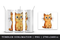 Watercolor cute surprised cat shocked kitty kitten animal funny pet print 20 oz tumbler skinny mug wrap clipart t-shirt sublimation printable design