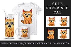 Watercolor cute surprised cat shocked kitty kitten animal funny pet print 20 oz tumbler skinny mug wrap clipart t-shirt sublimation printable design