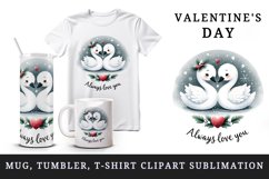Watercolor cute swans hugging heart Always Love you quote Valentine Day print tumbler skinny mug wrap clipart t-shirt sublimation printable design