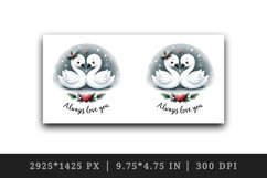 Watercolor cute swans hugging heart Always Love you quote Valentine Day print tumbler skinny mug wrap clipart t-shirt sublimation printable design