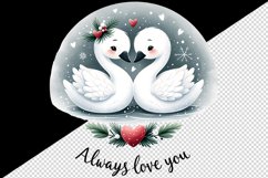 Watercolor cute swans hugging heart Always Love you quote Valentine Day print tumbler skinny mug wrap clipart t-shirt sublimation printable design