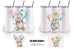 Watercolor Teddy Bear Tumbler Sublimation Wrap Product Image 2
