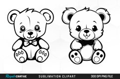 Watercolor Cute Teddy Bear Design Clipart Product Image 1
