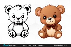 Watercolor Cute Teddy Bear PNG Set Clipart Product Image 1