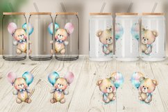 Watercolor Teddy Bear Glass Can Wraps Product Image 3