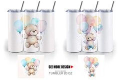 Watercolor Teddy Bear Tumbler Sublimation Wrap Product Image 4