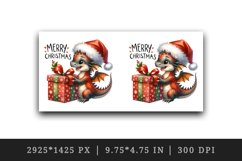 Watercolor cute tiny baby dragon gift Santa hat Merry Christmas quote print 20 oz tumbler skinny mug wrap clipart t-shirt sublimation printable design