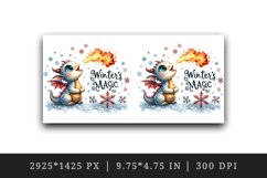 Watercolor cute tiny Christmas dragon snowflakes Winter magic quote print 20 oz tumbler skinny mug wrap clipart t-shirt sublimation printable design