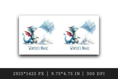 Watercolor cute tiny Christmas dragon snowflakes Winter magic quote print 20 oz tumbler skinny mug wrap clipart t-shirt sublimation printable design