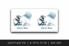 Watercolor cute tiny Christmas dragon snowflakes Winter magic quote print 20 oz tumbler skinny mug wrap clipart t-shirt sublimation printable design
