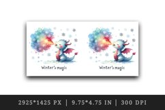 Watercolor cute tiny Christmas dragon snowflakes Winter s magic quote print 20 oz tumbler skinny mug wrap clipart t-shirt sublimation printable design