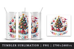 Watercolor cute tree gifts jolly Santa Claus Merry Christmas quote print 20 oz tumbler skinny mug wrap clipart t-shirt sublimation printable design