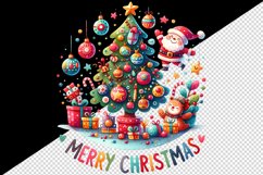 Watercolor cute tree gifts jolly Santa Claus Merry Christmas quote print 20 oz tumbler skinny mug wrap clipart t-shirt sublimation printable design