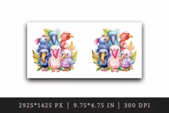 Watercolor cute tropical birds family summer vacation print 20 oz tumbler skinny mug wrap clipart t-shirt sublimation printable design
