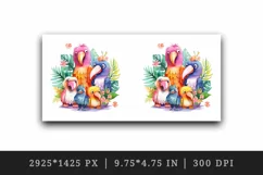 Watercolor cute tropical birds family summer vacation print 20 oz tumbler skinny mug wrap clipart t-shirt sublimation printable design