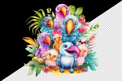 Watercolor cute tropical birds family summer vacation print 20 oz tumbler skinny mug wrap clipart t-shirt sublimation printable design