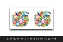 Watercolor cute tropical birds family summer vacation print 20 oz tumbler skinny mug wrap clipart t-shirt sublimation printable design