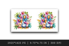 Watercolor cute tropical birds family summer vacation print 20 oz tumbler skinny mug wrap clipart t-shirt sublimation printable design
