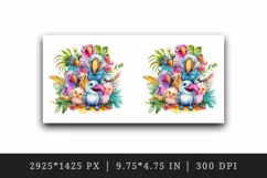 Watercolor cute tropical birds family summer vacation print 20 oz tumbler skinny mug wrap clipart t-shirt sublimation printable design