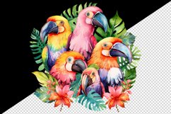 Watercolor cute tropical birds family summer vacation print 20 oz tumbler skinny mug wrap clipart t-shirt sublimation printable design