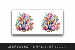 Watercolor cute tropical birds family summer vacation print 20 oz tumbler skinny mug wrap clipart t-shirt sublimation printable design