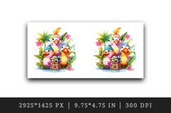 Watercolor cute tropical birds family summer vacation print 20 oz tumbler skinny mug wrap clipart t-shirt sublimation printable design