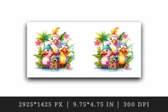Watercolor cute tropical birds family summer vacation print 20 oz tumbler skinny mug wrap clipart t-shirt sublimation printable design